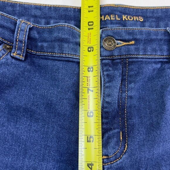 Michael Kors Women's Flat Front Mid-Rise Stretch Bermuda Denim Shorts Blue Sz 10 - Picture 7 of 9